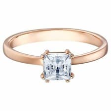 Image of Swarovski Attract ring Square cut crystal, White, Rose-gold tone plated 5515773