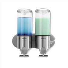 Image of simplehuman Wall Mount Pumps, Twin 15 fl. oz. Shampoo & Soap Dispenser