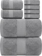 Image of White Classic Luxury Bath Towel Set of 8 Pieces - 100% Turkish Cotton 700 GSM
