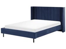 Image of Velvet EU King Size Bed Navy Blue VILLETTE