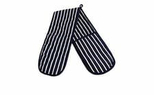 Image of Double Oven Gloves Quilted Butcher Stripe Pot Holder Heat Resistant Mitt