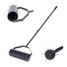 Image of Heavy Duty Rolling Grass Lawn Tool Garden Aerator Roller with 39 Spikes