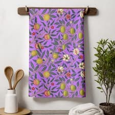 Image of William Morris Pomegranate Tea Towel Vintage Fruit Floral Kitchen Linen Decor