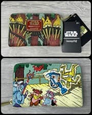 Image of Loungefly Star Wars Ewoks and Droids Glow in the Dark ZIP AROUND Wallet