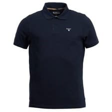 Image of Barbour Tartan Cotton Pique Polo Shirt New Navy