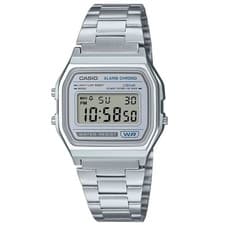 Image of Casio Watch A158WEA-7EF Vintage Collection Silver Digital Dial Steel Bracelet