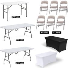 Image of 6ft Folding Table Trestle Camping Party Picnic BBQ Stall Garden Indoor Outdoor