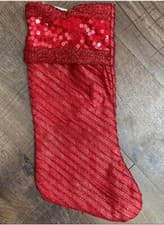 Image of Nwt Set Of 8 Flomo Christmas Xmas Stockings Red Sequin Sparkly