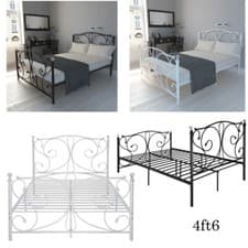 Image of Panana Strong Double Bed 4ft 4ft6 5FT Metal Bed Frame Bedroom Furniture