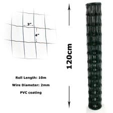 Image of PVC Coated Wire Mesh Fencing 90cm or 120cm Height Green Galvanised Garden Fence