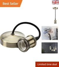 Image of Pre-Wired 6-Inch Antique Brass Vintage Pendant for E27 Lamps - Easy Install