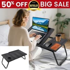 Image of Laptop Stand Lap Desk, Ergonomic Foldable Computer Bed Stand Adjustable Tilt UK