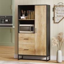 Image of Kitchen Cupboard w/ Shelves, Drawers, 160cm Tall Kitchen Pantry Cabinet, Natural