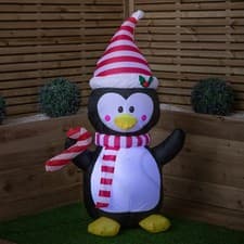 Image of 1.2m (4ft) Light up Christmas Inflatable Penguin Decoration with LEDs