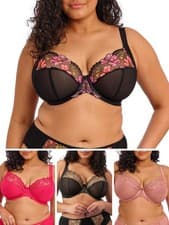 Image of Elomi Teagan Bra Plunge Underwired Non Padded Lace Bras Plus Size Lingerie