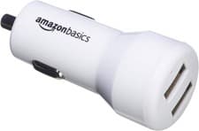 Image of Amazon Basics 4.8A 24W Dual USB Car Charger White - 2 Port Fast Charging