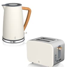 Image of Swan Nordic White 1.7L Kettle & 2 Slice Toaster Kitchen Set Scandinavian Design