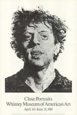 Image of CHUCK CLOSE Large Phil Fingerprint 38.5" x 26" Poster 1981 Realism Black & White