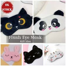 Image of Plush Panda Animal Bunny Cat Sleep Eye Mask Cartoon Soft Eye Mask Travel Kids