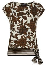 Image of Brand New Ladies Ex Wallis Floral Print Tie Knot Side Round Neck Top Sizes S-XL