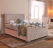 Image of LUXOR OTTOMAN STORAGE BED PANEL PLUSH VELVET UPHOLSTERED BED FRAME