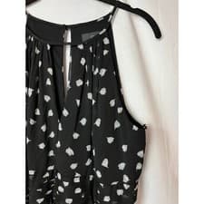 Image of Adrianna Papell Dress Womens 8 Black Ivory Print Pleat Ankle Halter AP1D105305