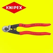 Image of KNIPEX 9561190 Forged Wire Rope Cutters 190mm Plastic Coated Handles