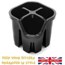 Image of 517939 Cutlery Utensil Drainer Caddy with 4 Compartments Black 14 x 14 x 13 cm