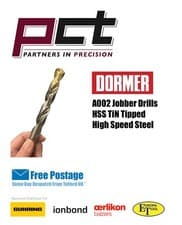 Image of DORMER A002 HSS TiN Coated TIP Jobber Drills - Metric, Imperial, HSS, Twist