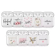 Image of Personalised Airpods Case Clear Silicone Cover For Apple Airpods 1 2 3 4 Pro 2 3
