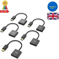 Image of Compact Gold-Plated 5 Pack DisplayPort to VGA Adapters for Laptops & Monitors