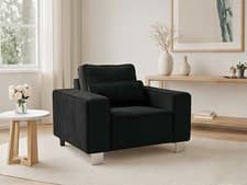 Image of New Sloane Black Armchair Luxury Plush Velvet Accent Armchair | Fast UK Delivery
