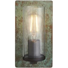 Image of Verdigris Bronze Dimmable Wall Light - Clear Round Glass Shade - 10W LED E27