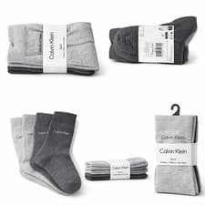 Image of Calvin Klein Mens 3 Pack Grey Crew Socks Cotton Blend One Size BNWT