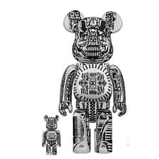 Image of Medicom Toy BE@RBRICK H.R.GIGER WHITE CHROME Ver. 400% 100% Bearbrick