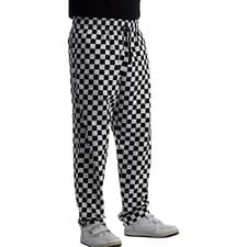Image of Black White Check Chefs Trousers Unisex Polycotton Catering Cook Kitchen Uniform