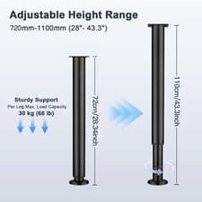 Image of 1-4X 720-1100MM Adjustable Kitchen Worktop/Desk/Breakfast Bar Table Leg 60mm Bar