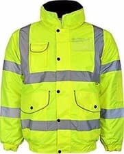 Image of Men's High Visibility Hi Vis Bomber Jacket Padded quilted lining Concealed hood
