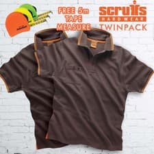 Image of Two Pack Scruffs Worker Premium Graphite Polo Shirt Polo Size S-2XL FREE 5m TAPE