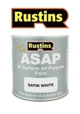 Image of Rustins ASAP All Surface All Purpose SATIN Quick Dry Paint - WHITE - 250ml