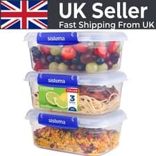 Image of Sistema KLIP IT PLUS 1L Leakproof Food Containers – Stackable, BPA-Free (3 Pack)
