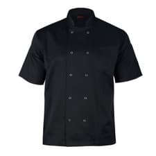 Image of Chef Jacket Black Short Sleeve Professional Kitchen Wear Poly Cotton UK