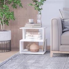 Image of Modern Square 2 Tier Wood Coffee Side Table Storage Shelf Rack Living Room