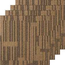 Image of VEVOR Carpet Tile Floor 12pcs Squares w/Padding Attached 20"x 20"Mixed Brown