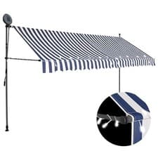 Image of Manual Retractable Awning with LED White and Orange Outdoor Canopy vidaXL