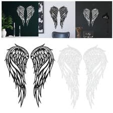 Image of Pair of Angel Wing Wall Art Sculpture Abstract Print Decor Crafts Ornament for