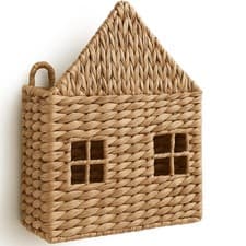 Image of Wicker Magazine Holder Wall Basket Hanging Wall Mount Mail Rack Holder Storag...