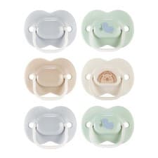 Image of Tommee Tippee Anytime Soothers, 0-6m, 6 Pack, Symmetrical Teat Sits Anyway Up, B