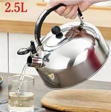 Image of 2.5L Stainless Steel Whistling Camping Kettle Cordless Gas Hob Kitchen Teapot