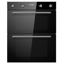 Image of Cookology Electric Oven Built-Under 60cm Double Oven 85L, Timer - Black CDO720BK